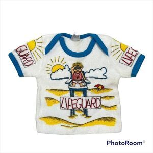 Vintage Babfair Terry Cloth Lifeguard Printed Short Sleeved Shirt 9 Months‎